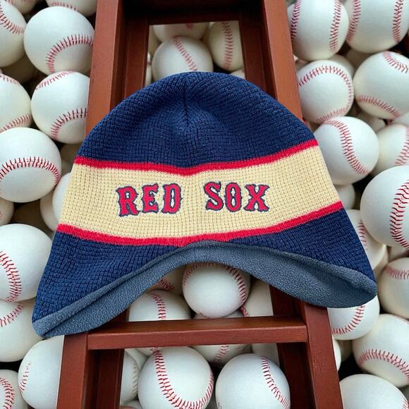 Boston Red Sox Fan Favorite Fleece Lined Knit Beanie Cap Hat MLB Blue OS Gift - Picture 1 of 10